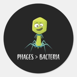 Sticker Rond Phases au-dessus des bactéries Bactériophage