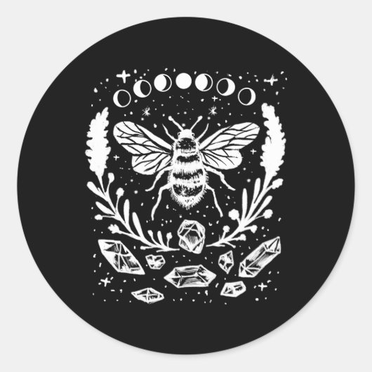 Sticker Rond Phases de lune d'abeille miel Crystals style punk  (Devant)