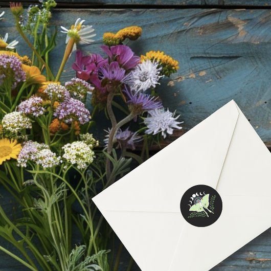 Sticker Rond Phases Luna Moth Moon