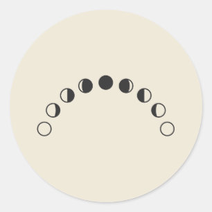 Sticker Rond Phases lunaires Arc Dessin minimaliste de lune
