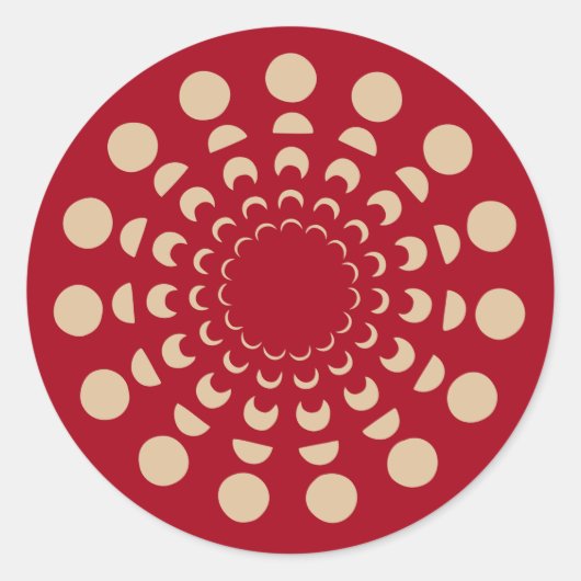 Sticker Rond Phases Lune, Astrologique, Or, Rouge, Céleste (Devant)