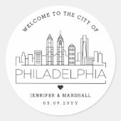 Sticker Rond Philadelphie Mariage Bienvenue Favoriser (Devant)