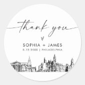 Sticker Rond Philadelphie Merci Favor 3" (feuille de 6) (Devant)