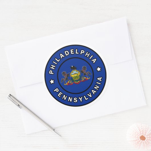 Sticker Rond Philadelphie Pennsylvanie (Enveloppe)