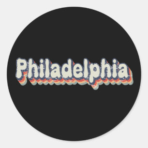Sticker Rond Philadelphie Pennsylvanie Art Rétro en Distress