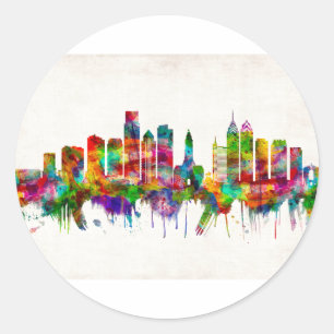 Sticker Rond Philadelphie Pennsylvanie Skyline