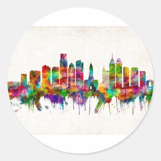 Sticker Rond Philadelphie Pennsylvanie Skyline (Devant)
