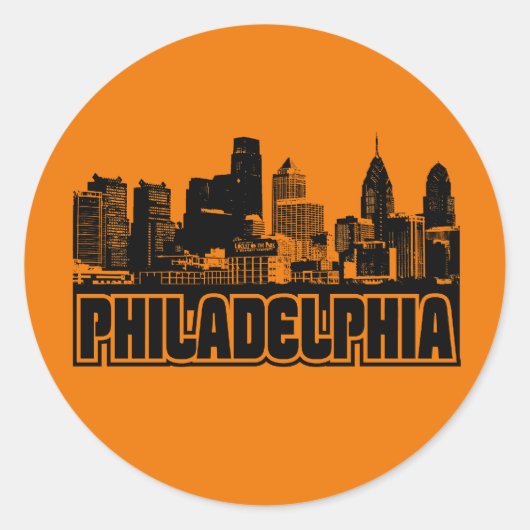Sticker Rond Philadelphie Skyline (Devant)