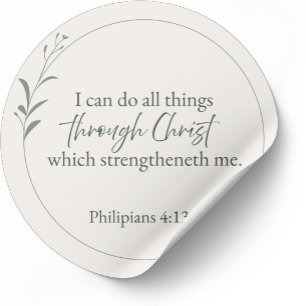 Sticker Rond Philippiens4:13 Je peux faire toutes choses par Ch