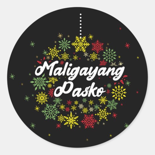 Sticker Rond Philippines Noël Maligayang Pasko Snowflakes (Devant)
