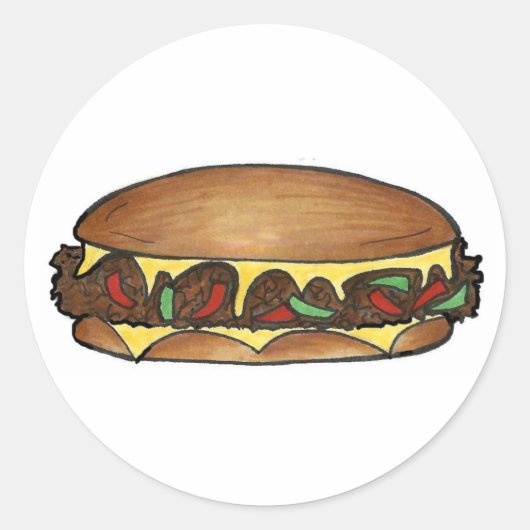 Sticker Rond Philly Cheesesteak Steak Sandwich Philadelphia PA (Devant)