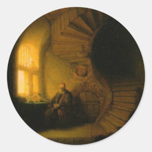 Sticker Rond Philosophe en méditation