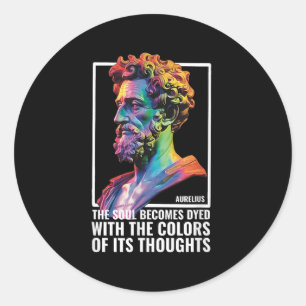 Sticker Rond Philosophe stoïque Citation Philosophie grecque Ma