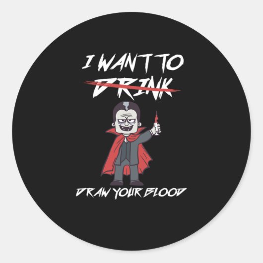 Sticker Rond Phlebotomist Phlebotomy Vampire Blood Syringe Gift (Devant)