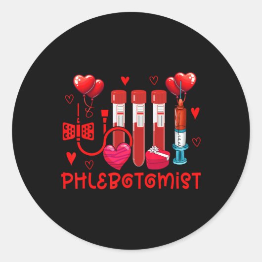 Sticker Rond Phlebotomiste Valentine's Day Phlebotomist Tools C (Devant)