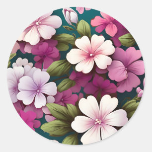 Sticker Rond Phlox coloré motif floral