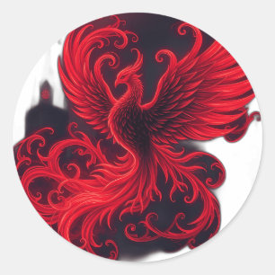 Sticker Rond Phoenix avec des empires gothiques et des torrents