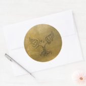 Sticker Rond Phoenix Bird Gold Embossé (Enveloppe)