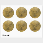 Sticker Rond Phoenix Bird Gold Embossé (Feuille)