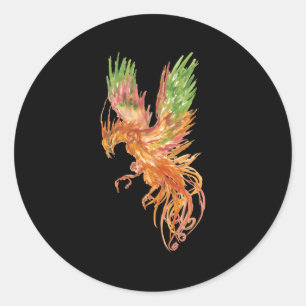 Sticker Rond Phoenix Fire Bird Des Cendres I Rise Phoenix