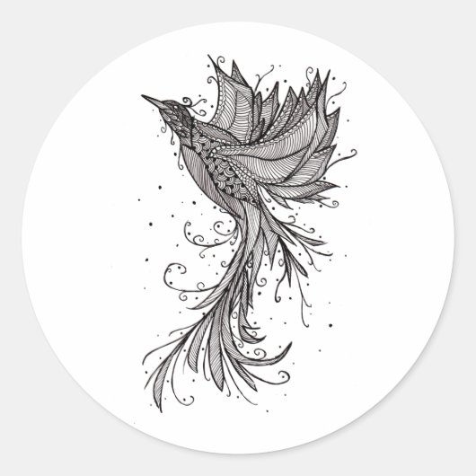 Sticker Rond Phoenix Lineart (Devant)