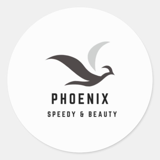 STICKER ROND PHOENIX NOIR OISEAU BLANC VITESSE DE BEAUTÉ STIKER (Devant)