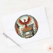 Sticker Rond Phoenix Rising from the Dumpster Fire Ashes        (Enveloppe)