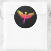 Sticker Rond Phoenix se levant aux couleurs vives (Sac)