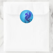 Sticker Rond Phoenix tribal bleu (Sac)
