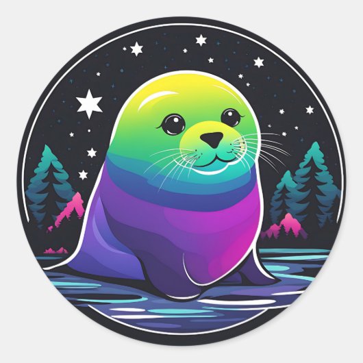 Sticker Rond Phoque arctique Nord (Devant)