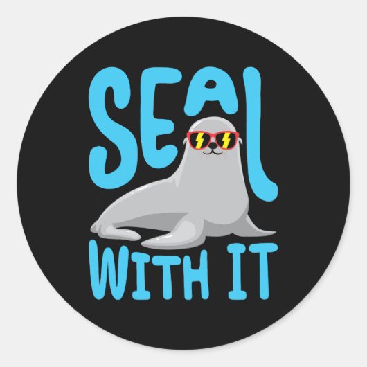 Sticker Rond Phoque Avec Il Animal De Mer (Devant)