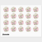 Sticker Rond Phoque Baby shower à enveloppe de Rose blanche Fil (Feuille)