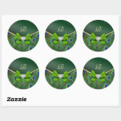 Sticker Rond Phoque cadeau Mariage Emerald Green Peacock (Feuille)
