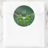 Sticker Rond Phoque cadeau Mariage Emerald Green Peacock (Sac)