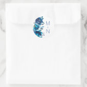 Sticker Rond Phoque de l'enveloppe mariage Indigo Blue Floral (Sac)