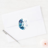 Sticker Rond Phoque de l'enveloppe mariage Indigo Blue Floral (Enveloppe)