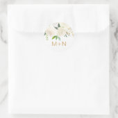 Sticker Rond Phoque d'enveloppe de mariage floral blanc (Sac)