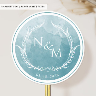 Sticker Rond Phoque d'enveloppe du monogramme de verre de mer /