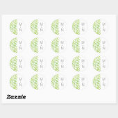 Sticker Rond Phoque d'enveloppe mariage Palm Frond monogramme 4 (Feuille)