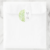 Sticker Rond Phoque d'enveloppe mariage Palm Frond monogramme 4 (Sac)