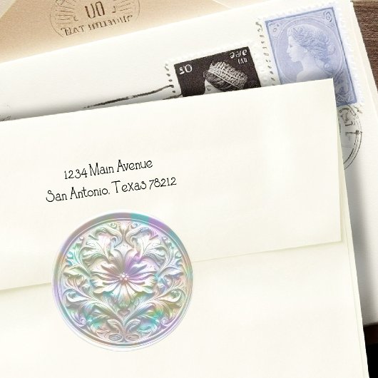 Sticker Rond Phoque Floral Faux Wax Impression profonde Iridesc