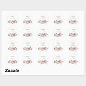 Sticker Rond Phoque Floral Mauve Blush Élégant Enveloppe Mariag (Feuille)