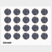 Sticker Rond Phoque Mariage bleu floral portant le nom (Feuille)