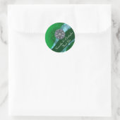 Sticker Rond Phoque mariage damassé vert et rose (Sac)
