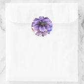 Sticker Rond Phoque Mariage Floral Violet Et Bleu (Sac)