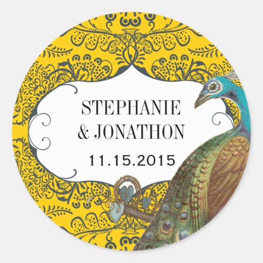 Sticker Rond Phoque Mariage Inséparable Marine et Mustard Peaco (Devant)