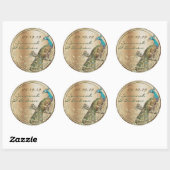 Sticker Rond Phoque Mariage Inséparable Peacock or (Feuille)