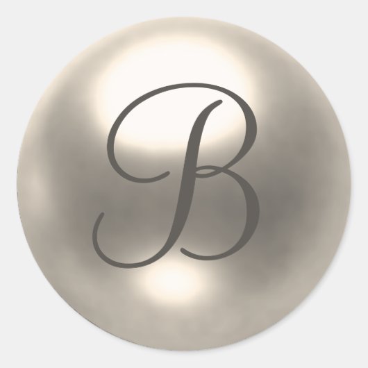 Sticker Rond Phoque mariage Pearl B monogramme (Devant)