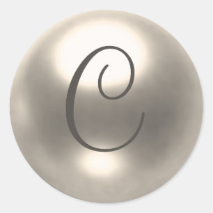 Sticker Rond Phoque mariage Pearl C monogramme
