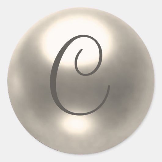 Sticker Rond Phoque mariage Pearl C monogramme (Devant)